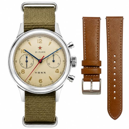 SEAKOSS 1963 Pilotenchronograph Herren, Original Seagull ST1901 Handaufzug Uhrwerk, Mechanische Armbanduhr im Vintage Militärstil