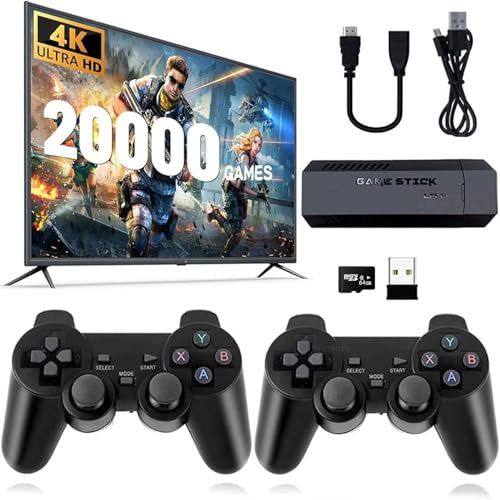 ASTEKID Retro Game Console,Wireless Retro Game Stick with 20,500+ Built-in Games, HDMI Output, Plug & Play, 2.4G Wireless Gamepads, Ideal for Family & Friends Entertainment