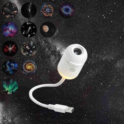 Proiettore Di Luce Notturna Usb Galaxyy Star,Proiettore 2 In 1 Pellicole Di Proiezione,Luminosità Notturna Regolabile,Rotazione A 360°,Ideale Per Auto,Planetario,Camera Da Letto,Soggiorno (12 slides)