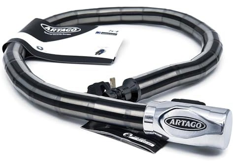 Artago 5310 Pitón Antirrobo Moto Alta Gama, Cerradura Alta Seguridad DISC-TECH ART+, Cierre Blindado Giratorio, Tapa Anti-Polvo, Candado Articulado Cadena Antirrobo para Moto, Scooter, Bici, 100 cm