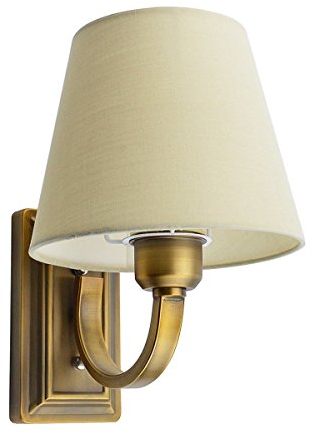 GLW Minimalistische Nachttischlampe Wandlampe Innen, E14 Sockel Wand Sonce Fixture,Tuch Schatten Messing Überzug,Dekorativ für Küche,Wohnzimmer,Korridor Treppen,240V(KEINE Birne)