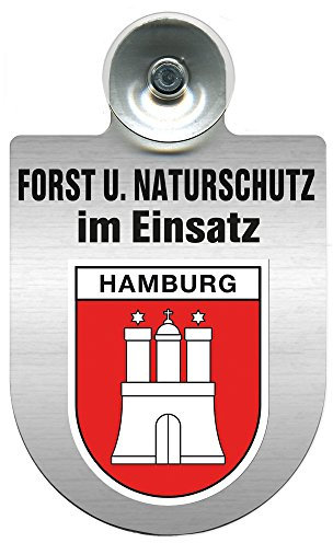 Einsatzschild mit Saugnapf - Forst u. Naturschutz im Einsatz 393813 incl. Regionenwappen nach Wahl Farbe Region Hamburg