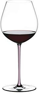 RIEDEL Fatto A Mano Pinot Noir, Einzelpackung, klares u. pinkes Kristallglas, handgefertigt