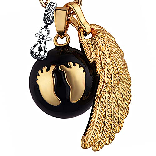 💖 Bola de grossesse clochette Pendentif harmony ball “Appeleur d’anges 👼” Bijou musicale pour Maternité femmes enceintes avec chaîne aile d'ange et Bola