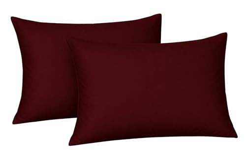 Plain Dyed Polycotton Housewife Pair of Pillowcases, Available in 20 (Burgundy)