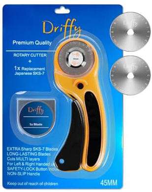 Rotary Cutter 45mm with Extra Blade for Fabric Quilting Tools Accessories Material Wheel Paper Dressmaking Craft Sewing Roller mat Leather Ruler Supplies Trimmer Knife Cutting Safety Lock