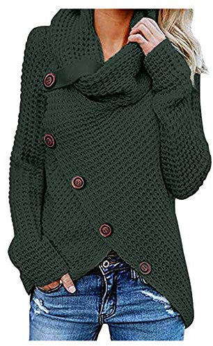 iHENGH Damen Herbst Winter Übergangs Warm Bequem Slim Mantel Lässig Stilvoll Frauen Langarm Solid Sweatshirt Pullover Tops Bluse Shirt (Grün-1, 2XL)
