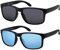 La Optica B.L.M. Sonnenbrille Herren UV400 Retro Retro - Doppelpack Set Matt Schwarz (1 x Grau, 1 x Hellblau Verspiegelt)