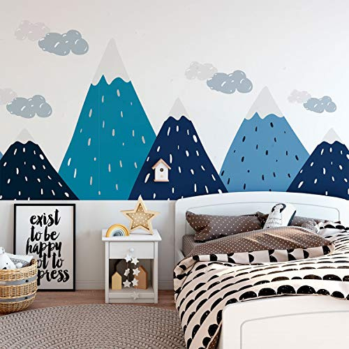 Ambiance Sticker Scandinavian Nordic Trekka Mountains Wandtattoos, DIY-Wohnkultur, abziehbare Aufkleber zum Abziehen und Aufkleben, wasserdichte und selbstklebende Wandkunst - 50 x 140 cm
