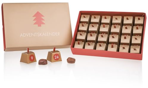 Adventskalender Schokolade - Weihnachtskalender Pralinen einzeln verpackt, handgemacht - Geschenk Frauen, Männer, Erwachsene, Freundin, Mama, Eltern, Oma, Papa, Opa - Deluxe, 24 Stück