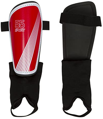 55 Sport Vortex Club Schienbeinschoner mit Knöchelschutz, Rot, Größe S