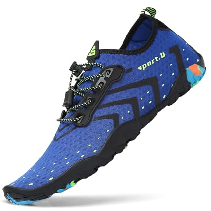 SAGUARO Chaussure Aquatique Femme Minimalistes Respirant Homme Antidérapant de Trail Running Légère Chaussures Barefoot Piscine plongée Surf Chaussures Snorkeling randonnée blu 47 EU