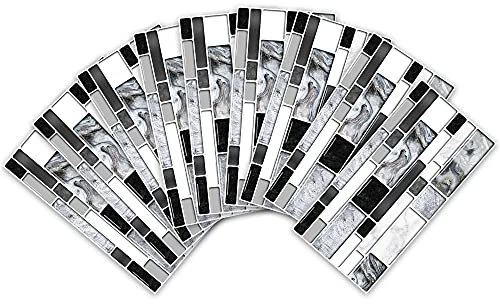 stickers carrelage,54 autocollants muraux auto-adhésifs pour tables de cuisson à haute température, autocollants de carreaux décoratifs en brique de marbre noir