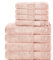 Komfortec Lot de 8 Serviettes 100% Coton 470 g/m², 4 Serviette de Bain 70x140 cm et 4 Essuie-Mains 50x100 cm, éponge Douce, Grande Taille, Rose