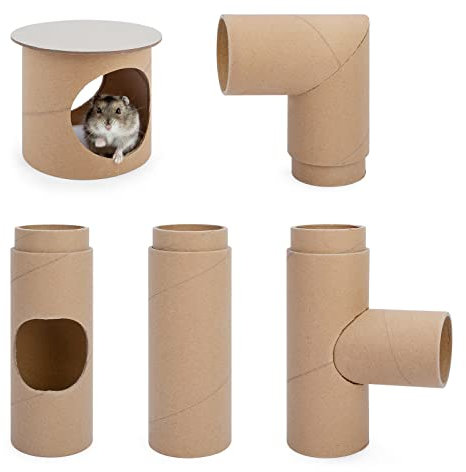 Niteangel Kreativer & Composable Hamstertunnel – DIY & Build Unique Tube Burrow als Versteck für kleine Tiere wie Hamster, Maus, Rennmäuse, Mäuse (ganzes Tunnel-Set, roh)