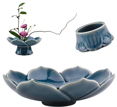 CRAFFANCY Blumenarrangement Zubehör, Blaue Keramik Lotus Vase, verwendet für IKEA Blumen und Dekoration im Innen- und Außenbereich