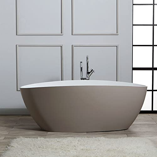 KIAMAMI VALENTINA Freistehende beige Badewanne Mineralguss | Rachele