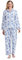 Amaxer Pyjama Femme Hiver Chaud 100% Flanelle Ensembles de Pyjama Cotton Chemise de Nuit Longue, Rose Bleue L