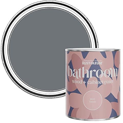 Rust-Oleum Grey Moisture Resistant Bathroom Wood and Cabinet Paint in Matt Finish - MARINE GREY 750ML