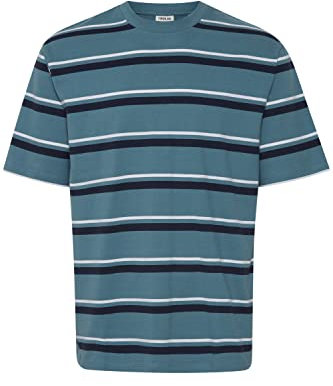 !Solid SDVicente Herren T-Shirt Kurzarm Shirt Basic Rundhals-Ausschnitt Casual Fit Streifen, Größe:M, Farbe:Provincial Blue (184220)