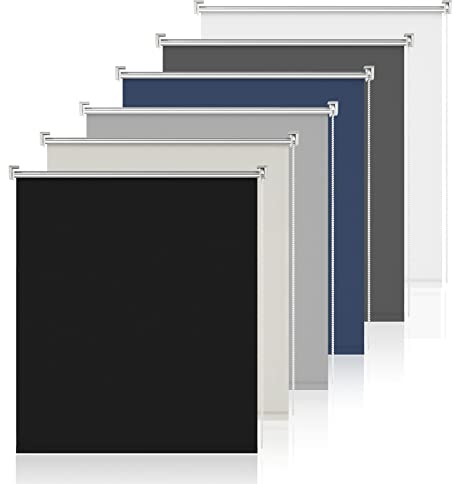 Verdunkelungsrollo ohne Bohren Klemmrollos für Fenster ohne Bohren Schwarz B100 x H130cm-Stoffbreite 95cm Thermorollo Sichtschutz Sonnenschutz Fenster Rollo innen Fenster ohne Bohren