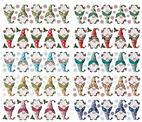 Ideen mit Herz Transparent-Sticker | 10 Bogen à 10 cm x 30 cm | Bunte Aufkleber zum Basteln & Dekorieren (Winter Wichtel)