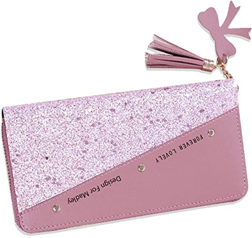 Ericetion Fashion Women's PU Le Cuir Long Paillettes Patchwork Paillette Porte-Monnaie Féminin Girls Cadeaux