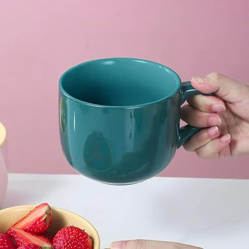 MACHUMA 650 ml große Keramik-Kaffeetasse, große Teetasse für Büro und Zuhause, spülmaschinen- und mikrowellengeeignet (Blau)