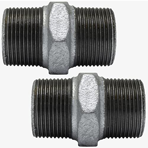 AERZETIX - C65022 - Set di 2 Nipplo uguale maschio-maschio 1/2x1/2'' zincato - in ghisa - raccordo tubo per avvitare doppia filettatura - idraulico-riscaldamento installazione di acqua alimentazione
