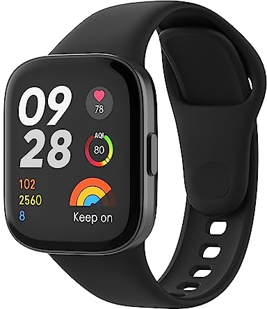 MoKo Cinturino Compatibile con Xiaomi Redmi Watch 3, Cinturino Sportivo di Ricambio in Silicone Morbido per Uomini Donne, Nero