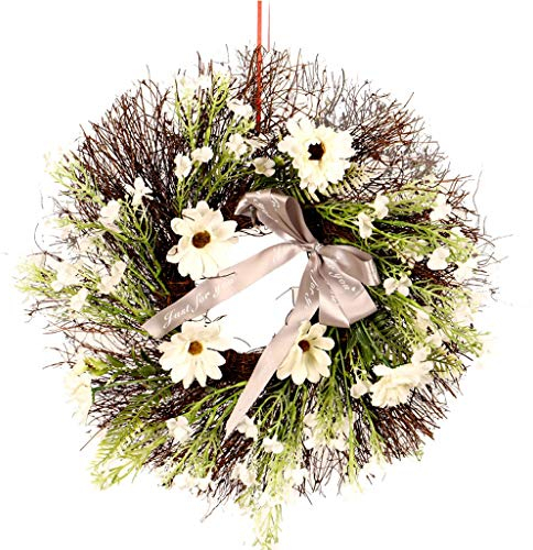 HIHELO Kranz for Haustür, künstliche Blumen, Kränze, Rattan, Chrysantheme, Girlande, Wandbehang, grüne Pflanze, Fenster, Hoteltür, Dekoration, Wand, Heimdekoration