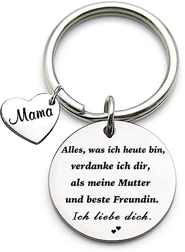 Tecreo Mama Geschenk Alles, was ich heute bin, verdanke ich dir, als meine Mutter und beste Freundin. Schlüsselanhänger Best Mama Ever Schmuck Muttertag Geburtstag Geschenk Von der Tochter zur Mutter