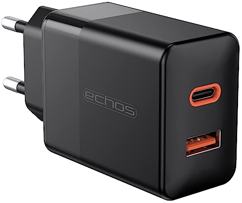 33W Ladegerät Dual Port USB C USB A Schnellladegerät Power Netzteil PD QC 3.0 Ladegerät Handy für iPhone Samsung Galaxy Ipad Huawei Xiaomi HTC Sony LG und viele mehr (Soma Schwarz 33W)