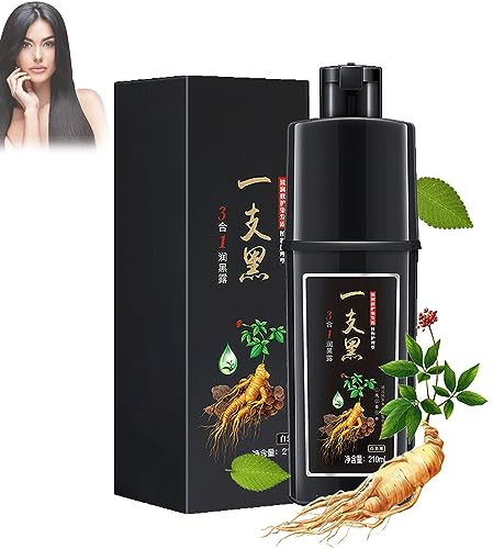 Haarfärbeshampoo Mit Pflanzlichen Inhaltsstoffen, Natürliches Shampoo Zum Färben Schwarzer Haare Für Graues Haar, Sofort Haltbares Shampoo Für Schwarzes Haar Für Männer Und Frauen (1Stück)