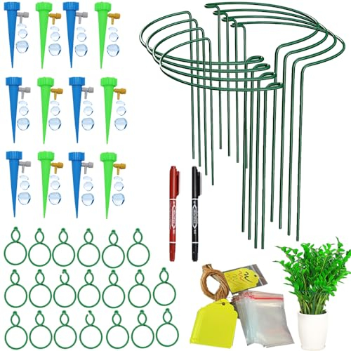 Fycooler 8Pcs 10'' x 24'' Plant Support Stakes, Metal Garden Plant Stakes,Half Round Plant Supports for Indoor/Outdoor Plants Peonies Monstera Hydrangeas Roses Sedum Vegetables Tomatoes (25×60cm)