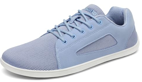 SAGUARO Barfußschuhe Luck Ⅰ- Knit Barfußschuhe Herren Damen - Barfussschuhe mit Weit Zehenbox - Weich Outdoor Fitnessschuhe - Bequem Atmungsaktive rutschfest DuckStride Azur Blau,Gr.41