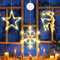 APODESS 3stk Weihnachtsbeleuchtung Fenster Lichtervorhang Fenster Beleuchtung Weihnachten Led Stern Beleuchtet Leuchtsterne Batteriebetrieben für Außen Innen Balkon Garten Warmweiß Fensterdeko