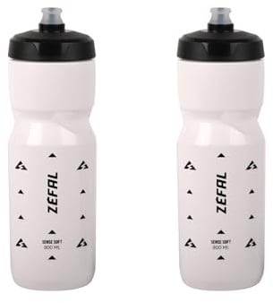 ZEFAL Pack Sense Soft 80 Trinkflasche Fahrrad - Zwei geruchsneutrale, Sportflaschen für MTB Rennrad - BPA-freie Wasserflasche - Silikon-Sauger - Weiß, 2 x 800 ml