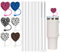 ALINK 6 pcs Heart Straw Covers and 6 pcs Reusable Plastic Clear Straws for Stanley 40 oz 30 oz Tumbler, Silicone Reusable Portable Straw Cap Tips Lids for 10mm Straws,Cute Drinking Straw Topper