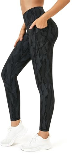 Flatik Leggings Damen mit Taschen,Damen Blickdicht Sporthose Damen Fitnesshose Sporthose Training Laufende Leggings XXL