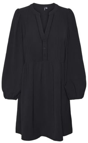 VERO MODA Vmemma LS Lace Dress Wvn Ga Noos Vestido Blusa, Negro, M para Mujer