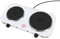 Portable Hot Plate, Double Hot Plate Electric Cooking Hob 155mm and 185mm for Cooking, Variable Heating 5 Gears, Electric Twin Burners, with Overheat Protection and Non-slip Feet
