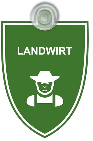 Indigos UG - Schild Landwirt - grün - 9x12 cm - Saugnapfschild - Aluverbund - Emblem - Innenbefestigung für Ihr Auto - UV-Beständig - Einsatzschild - Hinweisschild - Warnschild