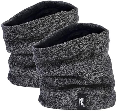 HEAT HOLDERS 2 Pack Mens Neck Warmer Fleece Lining Insulated Neck Gaitar for Winter (One Size, Grey)