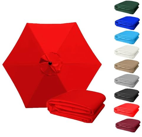 2m 2.7m 3.0m Housse de Rechange 6 Baleines/8 Baleines Toile De Parasol Déporté, Auvent De Remplacement pour Parasol De Terrasse(Color:Red,Size:8Rib-3.0m/118in)