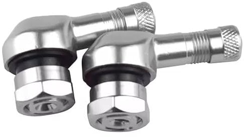 2 Pcs Tire Valve Stem, 90 Degree Angled Tire Valve Caps, Aluminum Alloy Tyre Valve Adapter for Car, Bike, Motorcycles, Silver