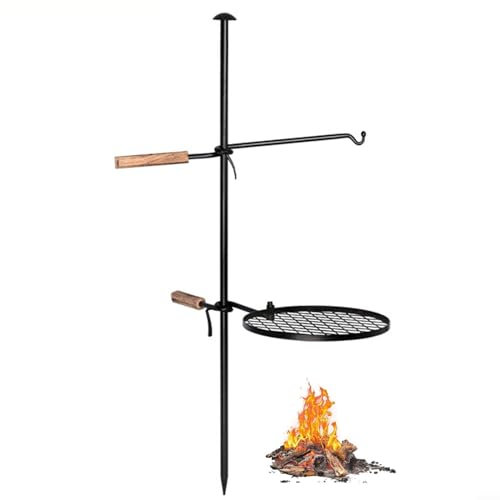 Gettimore Heavy Duty Swivel Campfire Cooking Grill Grate Adjustable BBQ Steel Grate Over FirePit Camping Grill for FirePit,Outdoor Barbecue