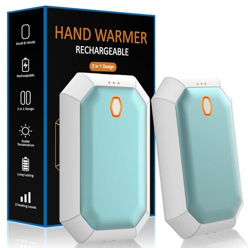 Handwärmer Wiederaufladbar,2er 4000mAh Elektrischer Tragbarer Taschenheizer, Ideal für Outdoor-Sport,Camping, Jagd, Golf, Die besten Winter Geschenke für Frauen,Mann, Familien-Blue