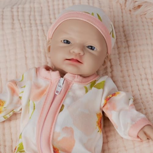 IVITA Ganzkörper Silikon Reborn Baby Puppe Offener Mund Neugeborene Babypuppe Kann Schnuller Fressen Mädchen (WG1587-30CM)