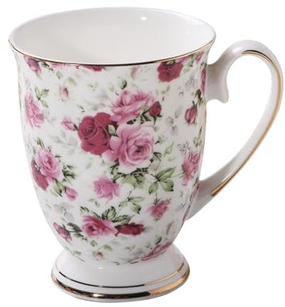 Hobngmuc Bone China Mug, 300 ml Floral Ceramic Coffee Cup, Bone Porcelain Classic Breakfast Cup, Euro Style Art Tea Cup Coffee Mug, Coffee Mugs, Floral Mugs, Tea Mug, Tea Cups, Dishwasher Safe